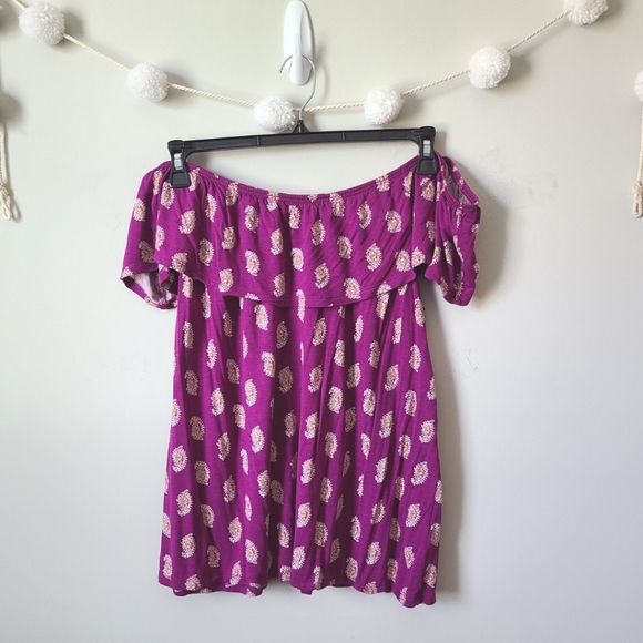Old Navy Purple Paisley Print Off The Shoulder Shirt Size XXL - Picture 5 of 9